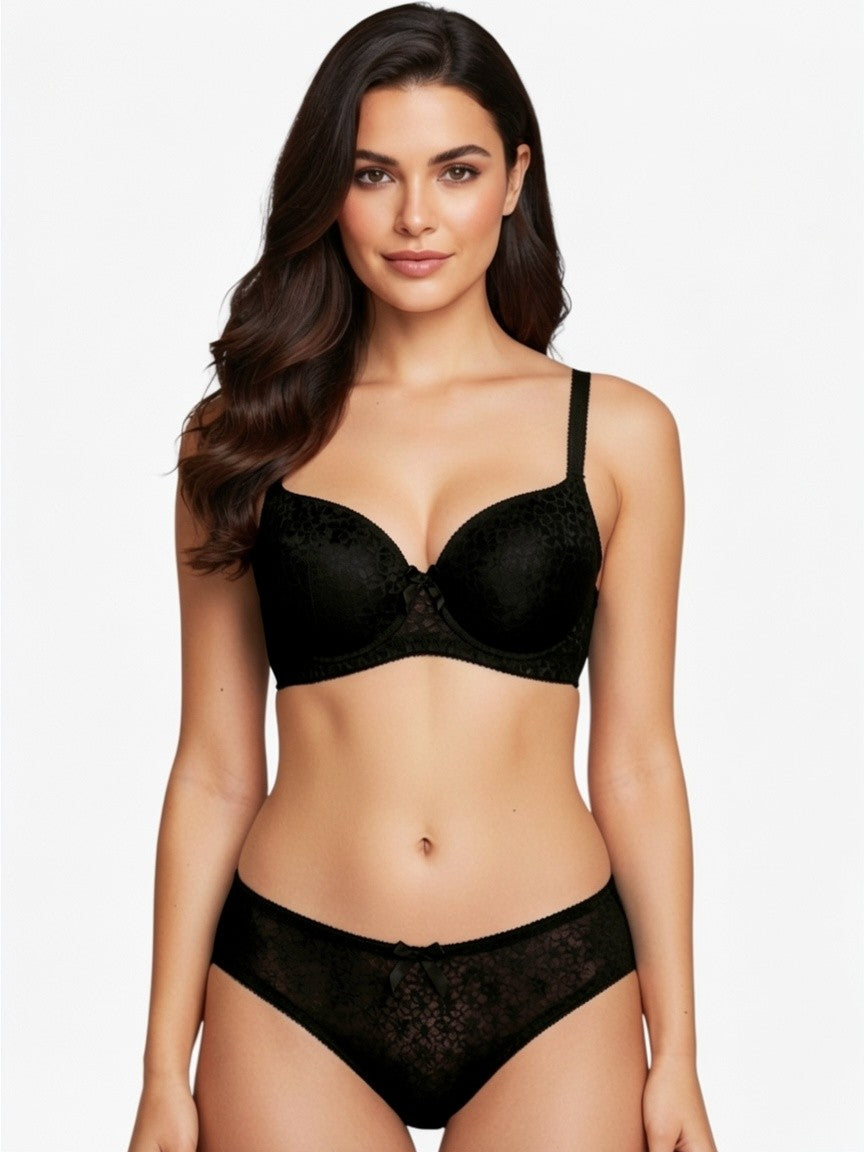 Wired Bra Women Set Floral Lace Bra With Panty PD740